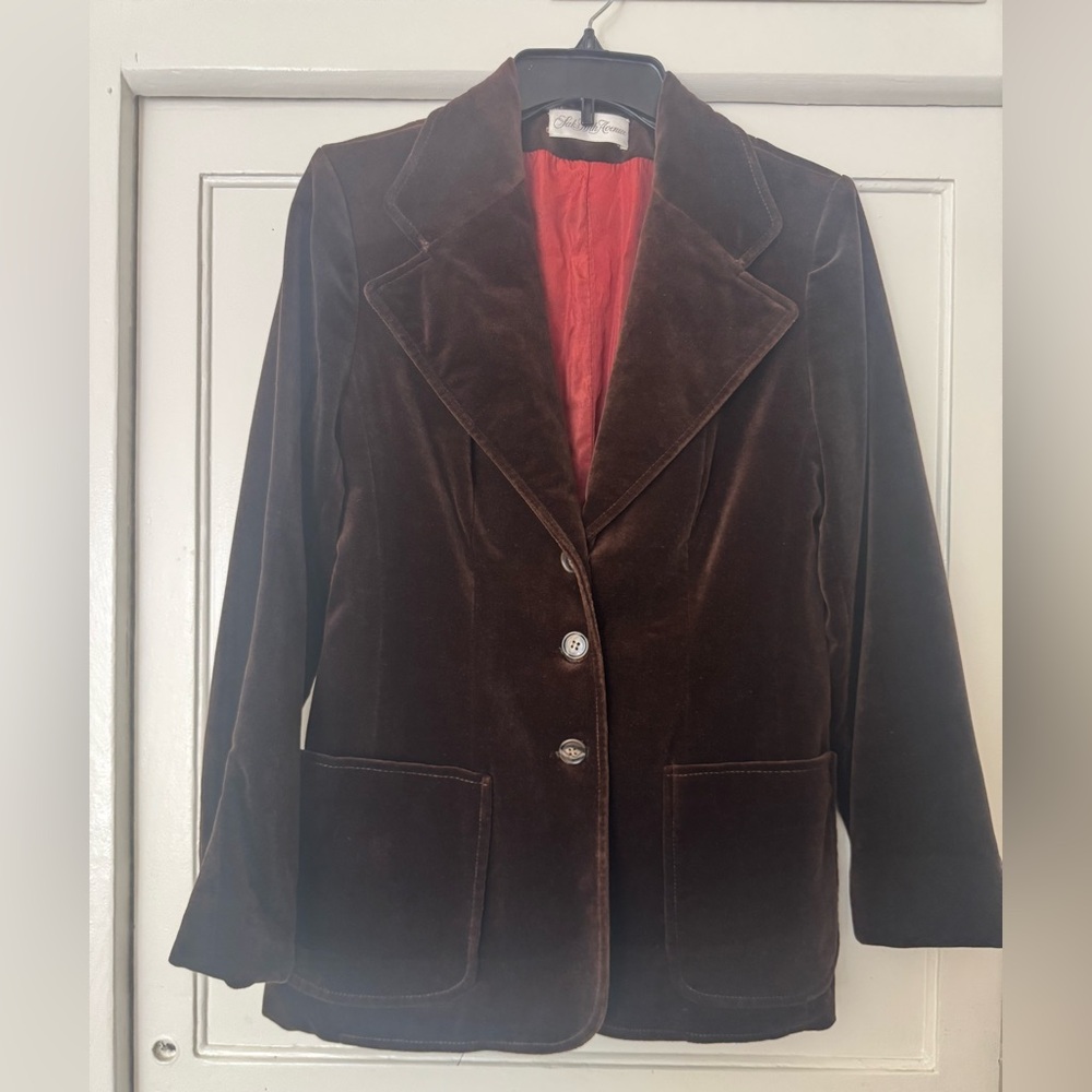 Saks Fifth Avenue Vintage Brown Velvet Women's Jacket size 4